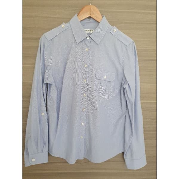 camisa de manga longa feminina azul clara, 100%algodao, Mark Spencer Tamanho M.