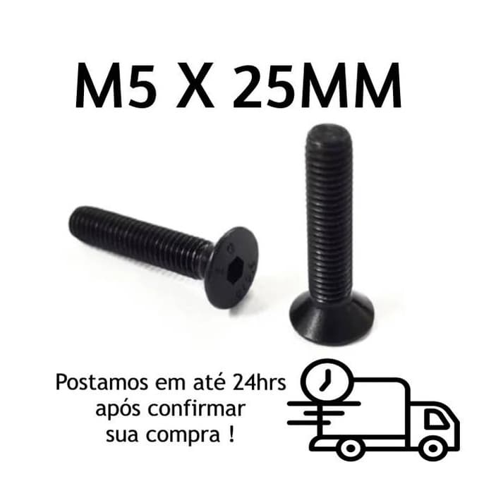 Parafuso Cabeça Chata Allen M5 X 25mm Oxidado Preto