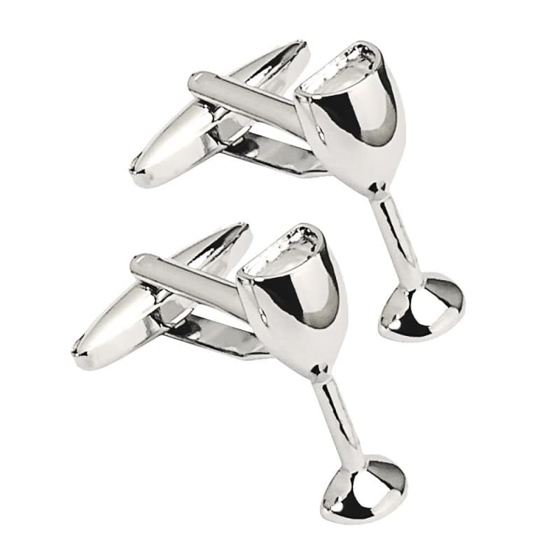 Acessórios de Moda: Abotoaduras Divertidas em Forma de Taça de Vinho, Abotoaduras de Metal Brilhante para Camisa Frances