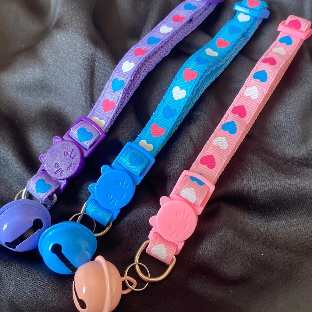 Coleira Colorida Estampada para Gato e Cachorro de Porte Pequeno com Sininho