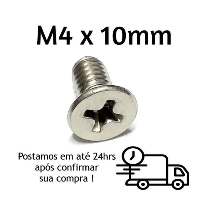Parafuso Chata Phillips M4 X 10mm Inox