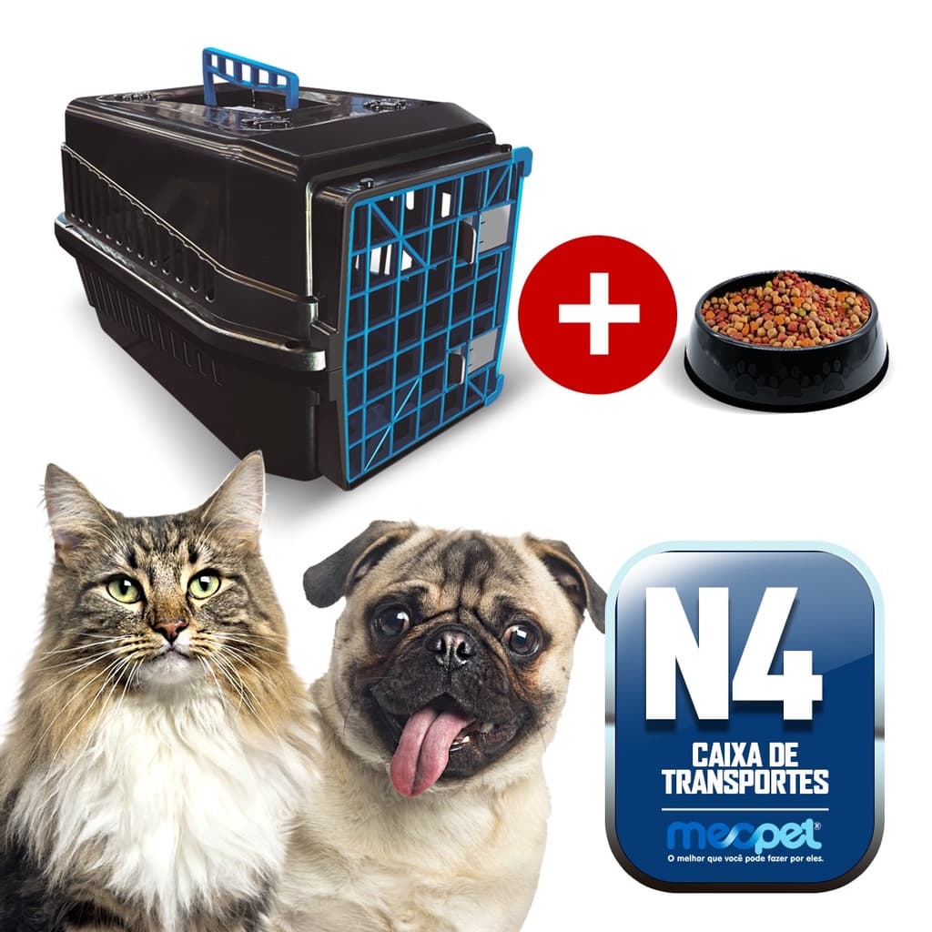 Caixa de Transporte para Cachorro Gato Pet Número 4 Médio Porte Black Porta Colorida Durável Premium