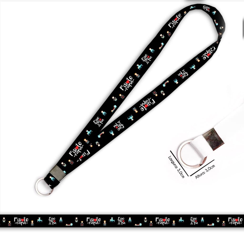 Cordão personalizado Fisioterapia para crachá ou chaveiro com Argola Italiana