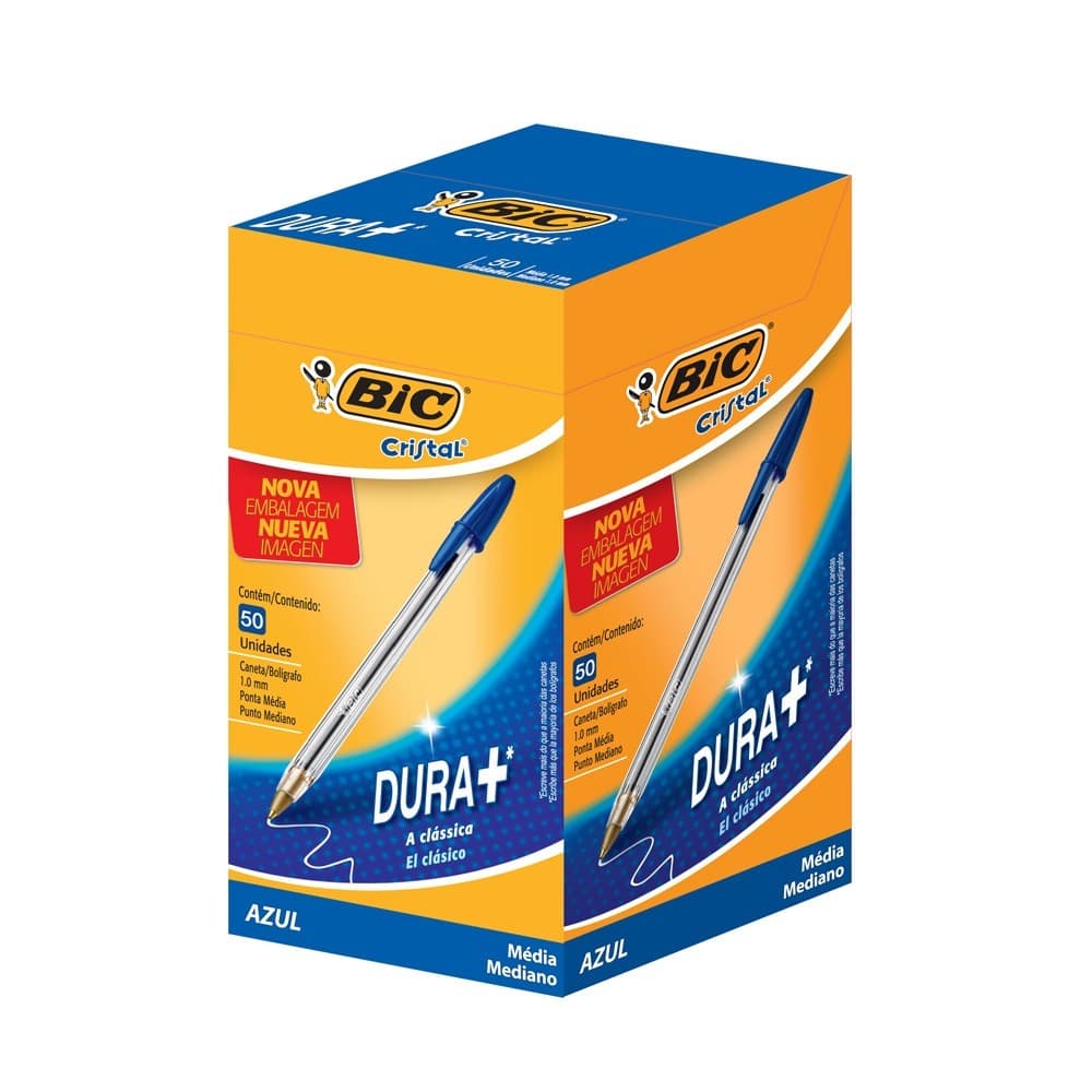 Caneta BIC Cristal Esferográfica Azul Caixa Com 50 Unidades