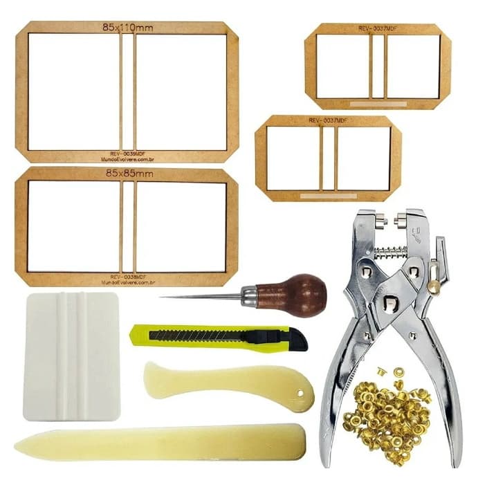 Kit Gabarito Post It Cartonagem + Alicate De Ilhós Dona Shô
