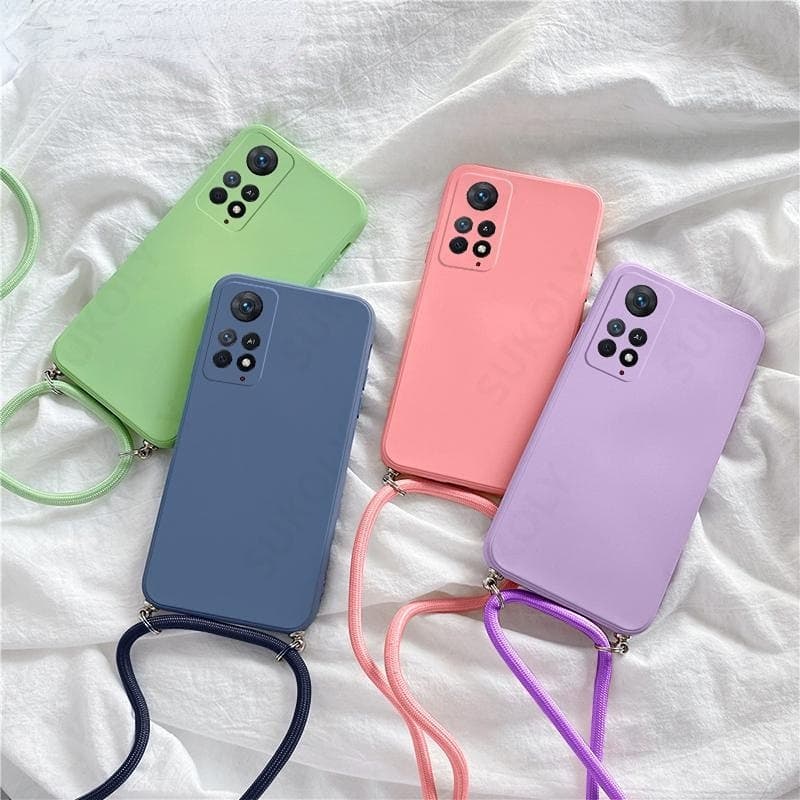 Xiaomi Redmi Nota 11 Pro 11S 10 Capa Quadrada De Silicone Líquido Cordão