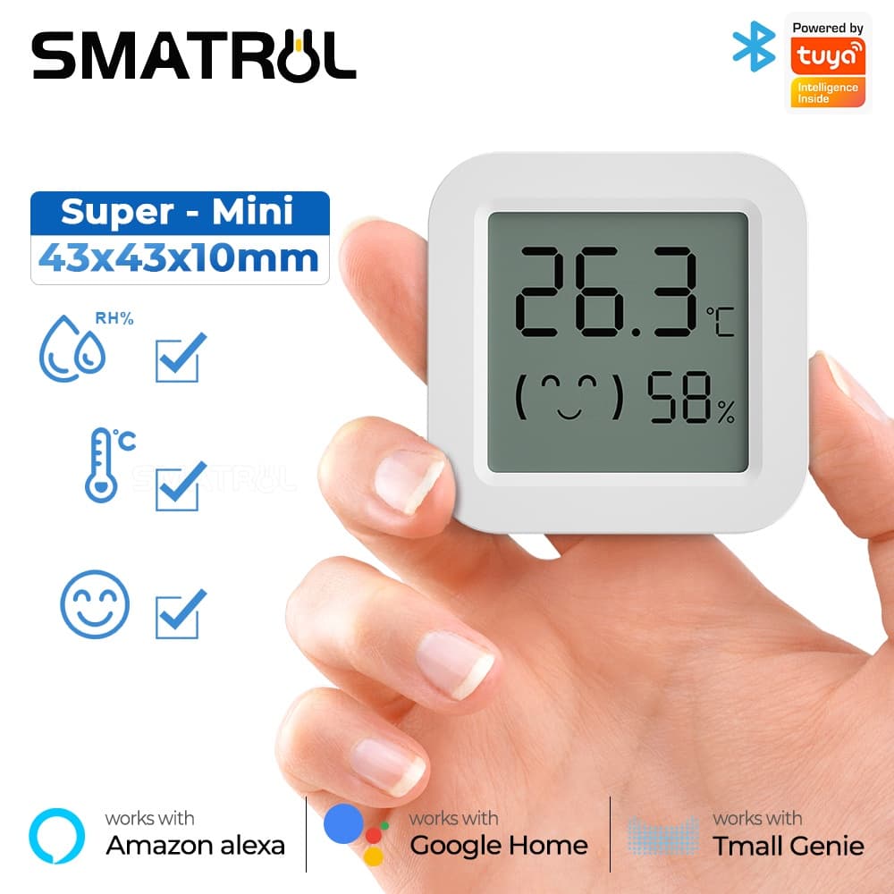 SMATRUL Tuya sensor De Temperatura E Umidade mini display digital LCD Compatível Com Bluetooth APP