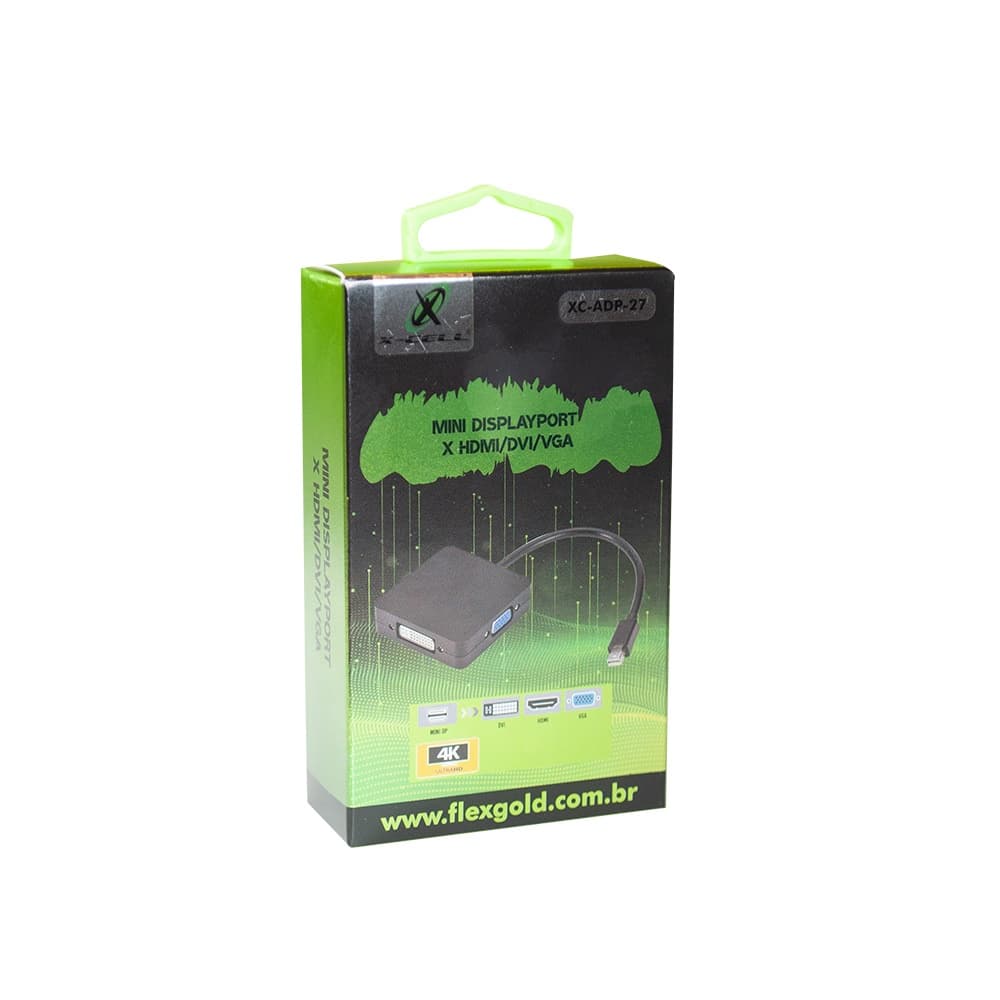 Displayport Mini x HDMI/DVI/VGA Cabo Adaptador Conversor 3x1 X-Cell - XC-ADP-27 - Novos e de Qualidade