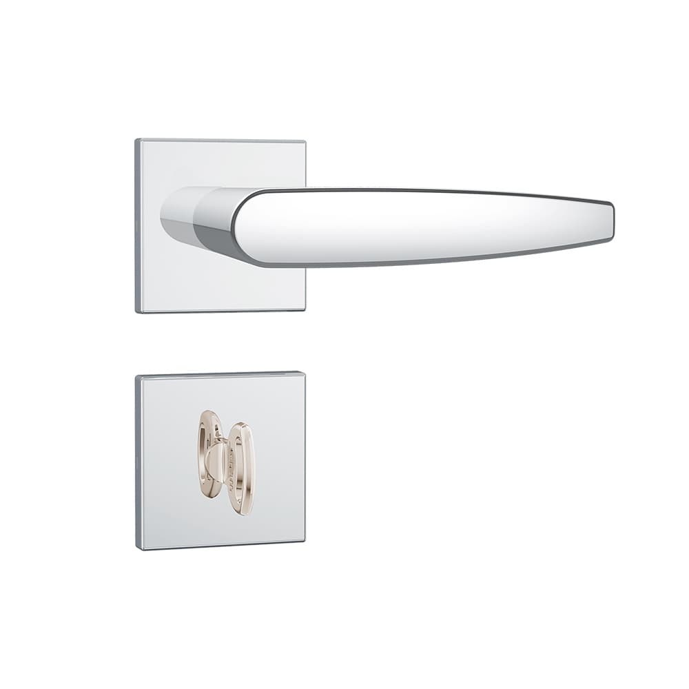 Fechadura Stam Porta de Banheiro Roseta Quadrada Inox WC
