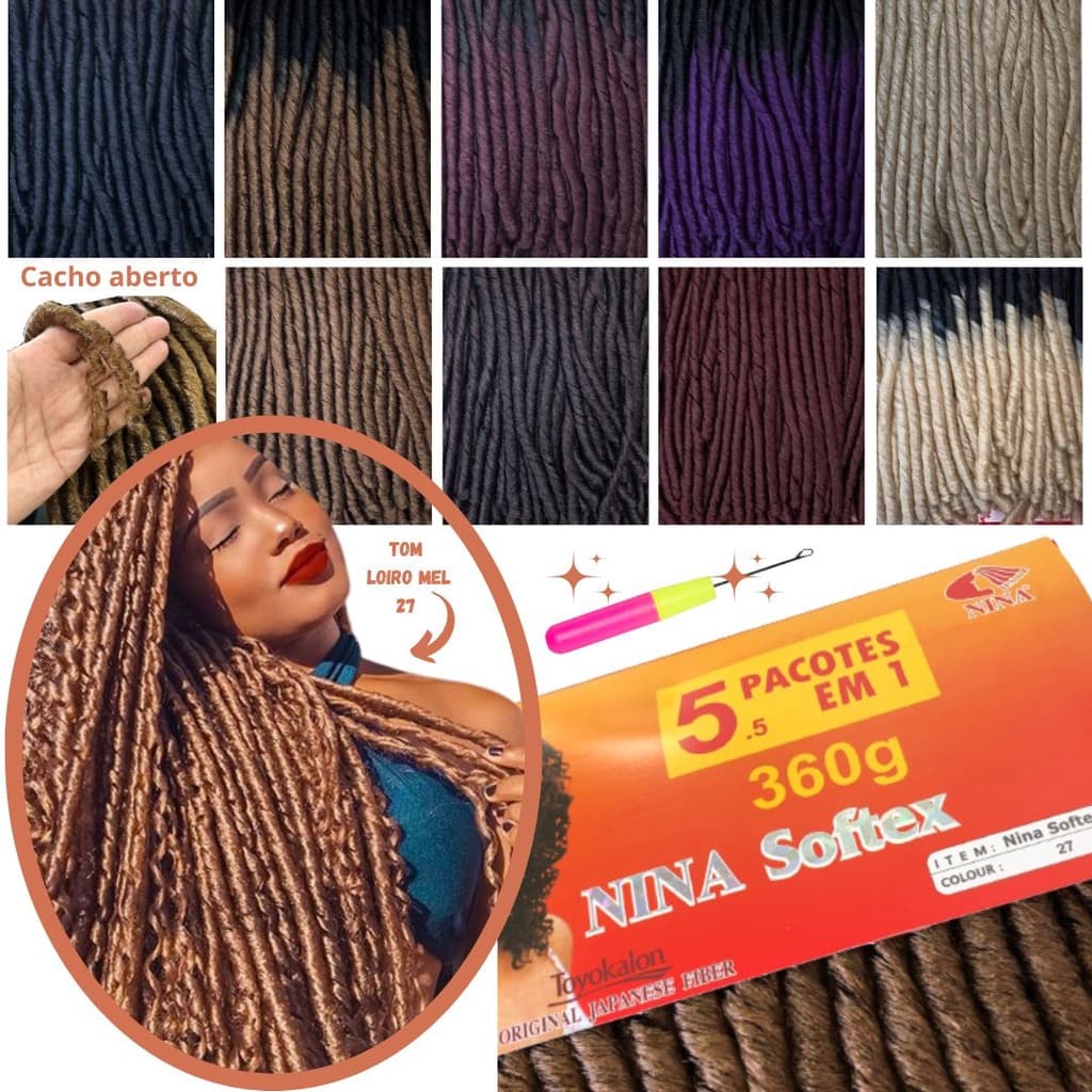Cabelo Cacheado NIna Softex 90cm 360gr Original 5x1