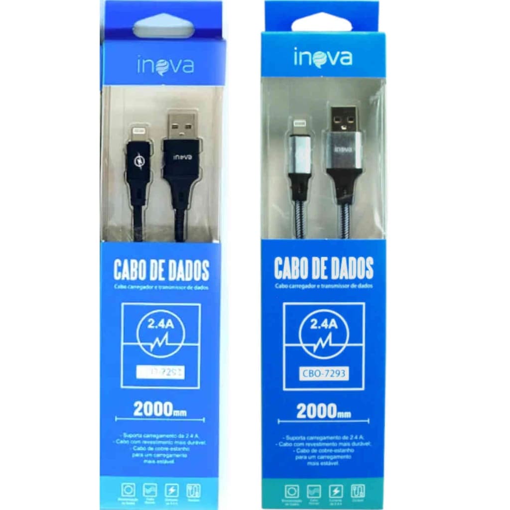 Cabo USB IPhone carregador e dados para celular - Kit com 2 cabos 2 metros