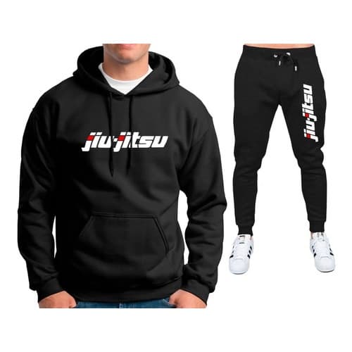 Kit Blusa + Calça Moletom Jiu-jitsu Academia Masculino Slim