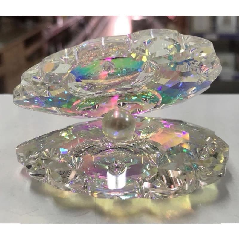 Concha De Cristal Com Ornamento De Artesanato De Pérolas
