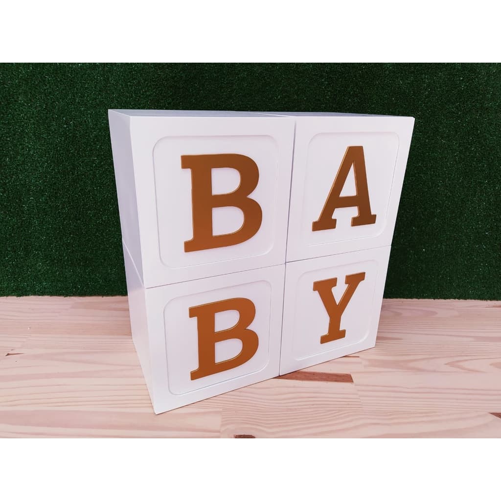 Kit Cubo BABY Grande 30x30cm (cada cubo) MDF Branco e Dourado