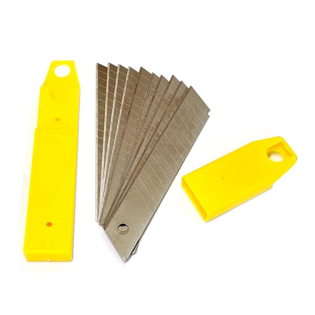Estojo Com 10 Laminas Para Estilete Largo 18mm Tipo Olfa Com Laminas Destacáveis Snap Off