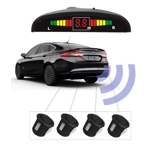 Sensor Estacionamento Ré 4 Sensores Display Preto Universal