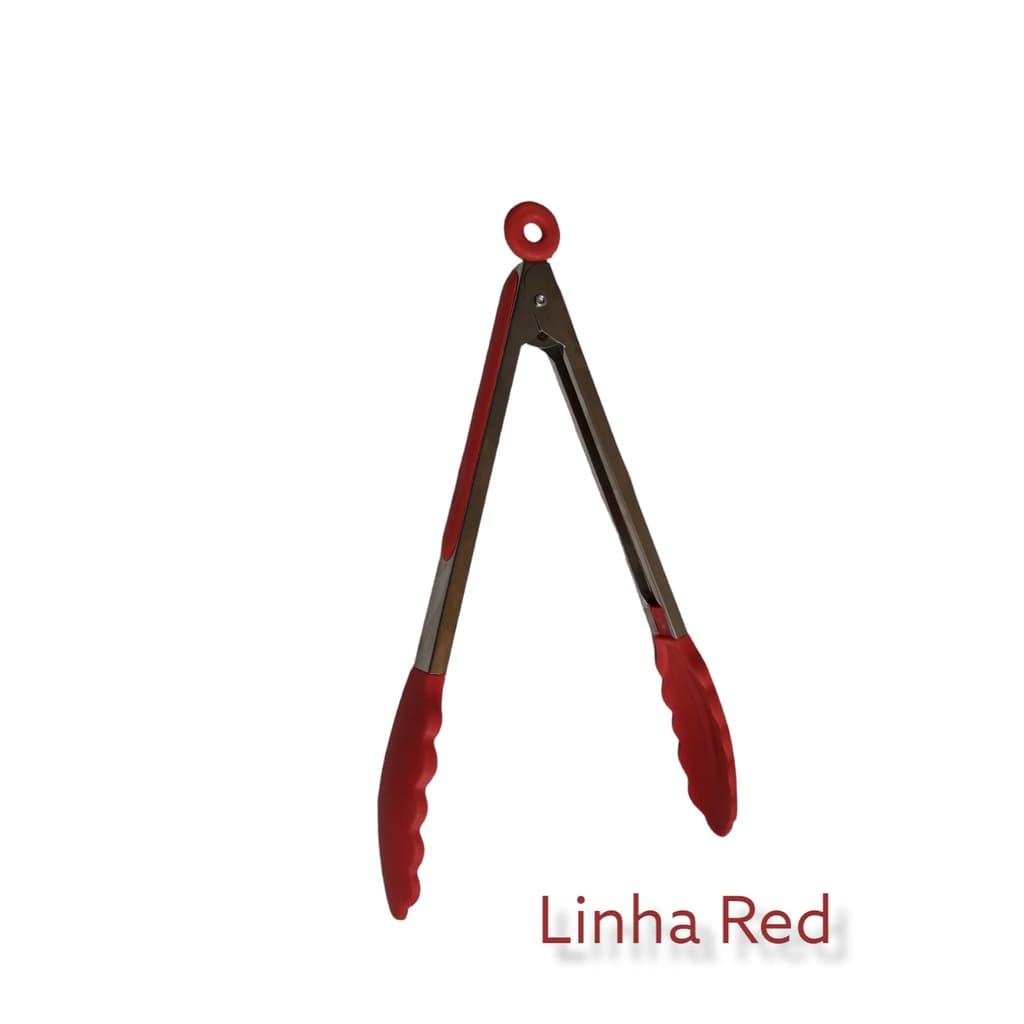 Pegador Pinça De Alimentos Silicone Inox 30cm