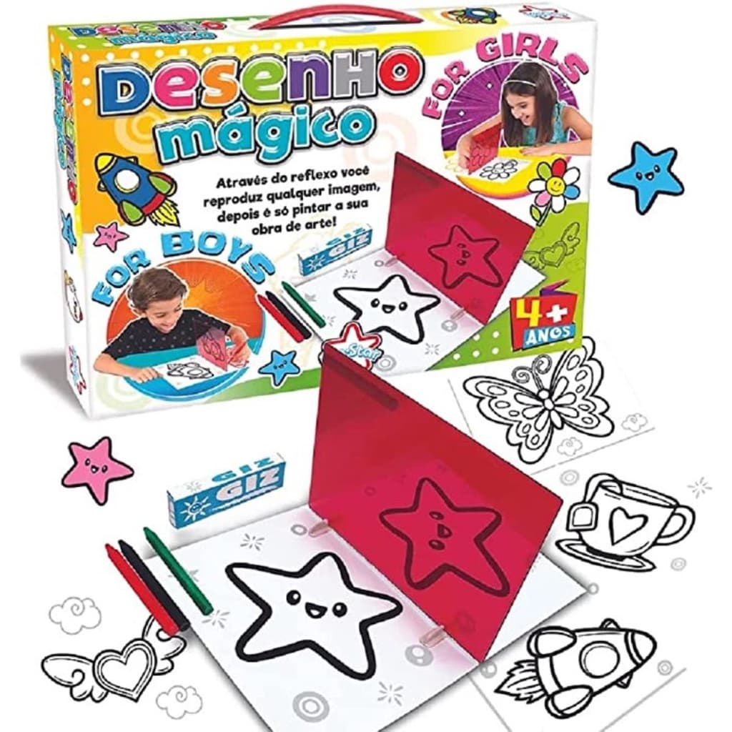 Desenho Magico Espelho Brinquedo Educativo Desenhar Colorir Reflete desenho Para Copiar Coordenaçao Motora