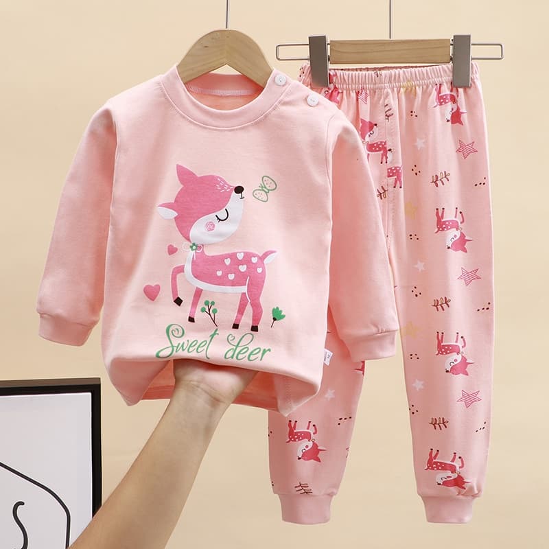 0-4 Anos Meninos Casuais Meninas Roupas Para Dormir De Outono Desenho Animado Unicórnio Kids Cotton Pijamas Set