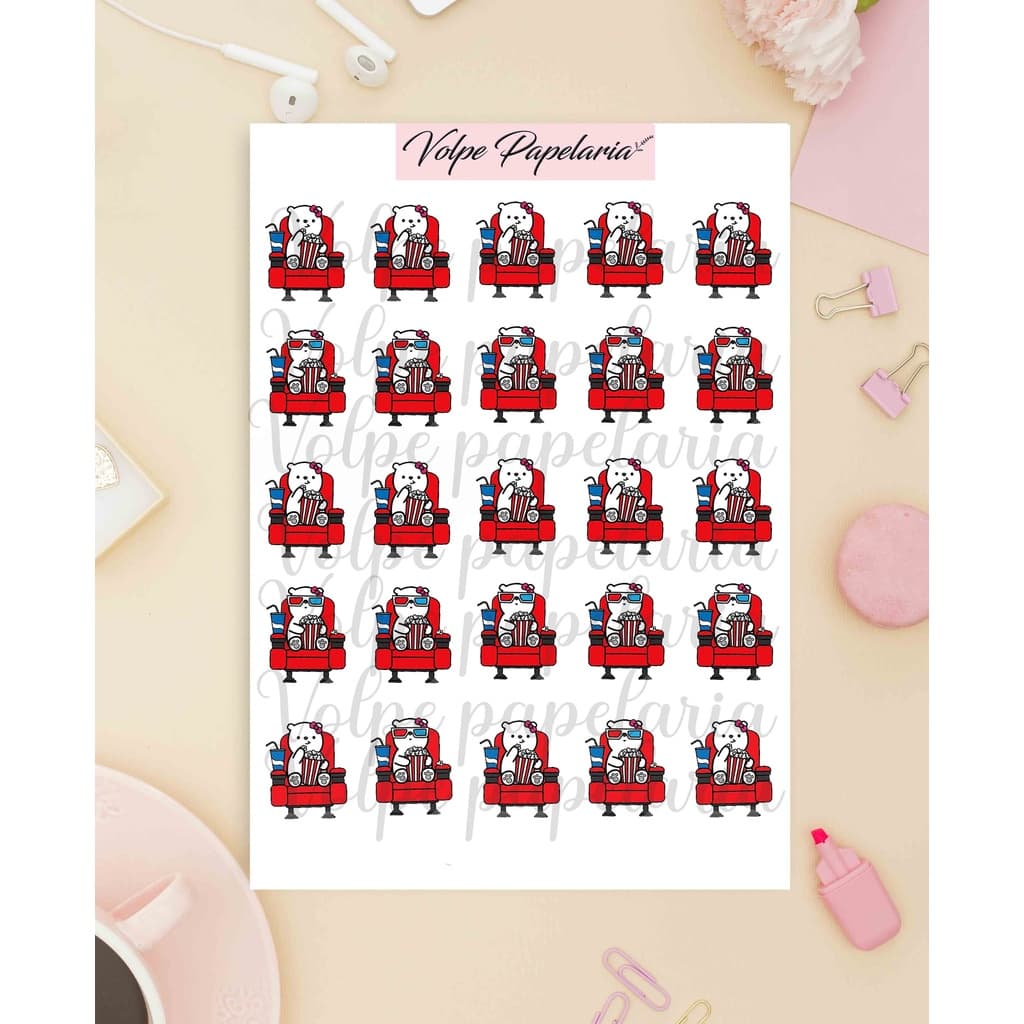 Cartela de adesivos cinema / adesivos decorativos para planner - doodle