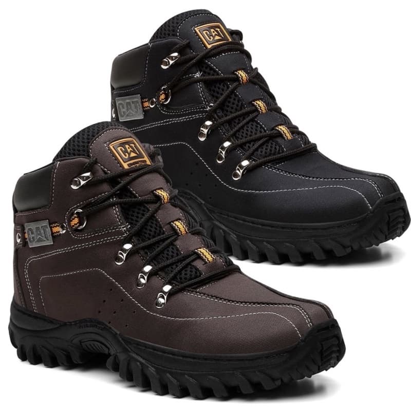 Kit 2 Pares De Bota Masculina Casual Impermeável Costurado + Palmilha Confort