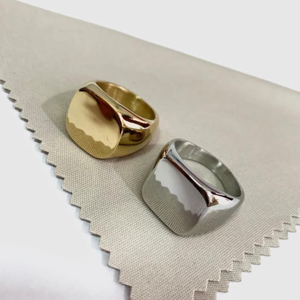 Anel Titânio Espelhado Liso Masculino Feminino Banhado a Ouro 18k Dourado Prata