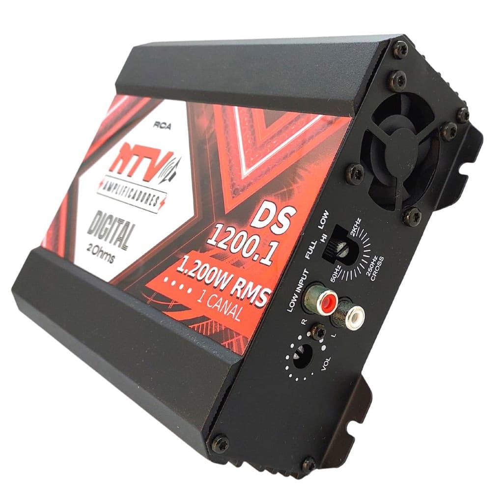 MÓDULO SOM NTV DS1200.1 DIGITAL 1.200W RMS 1 CANAL 2 OHMS Mesa Potência Ideal para Subwoofers de 800w até 1200w RMS