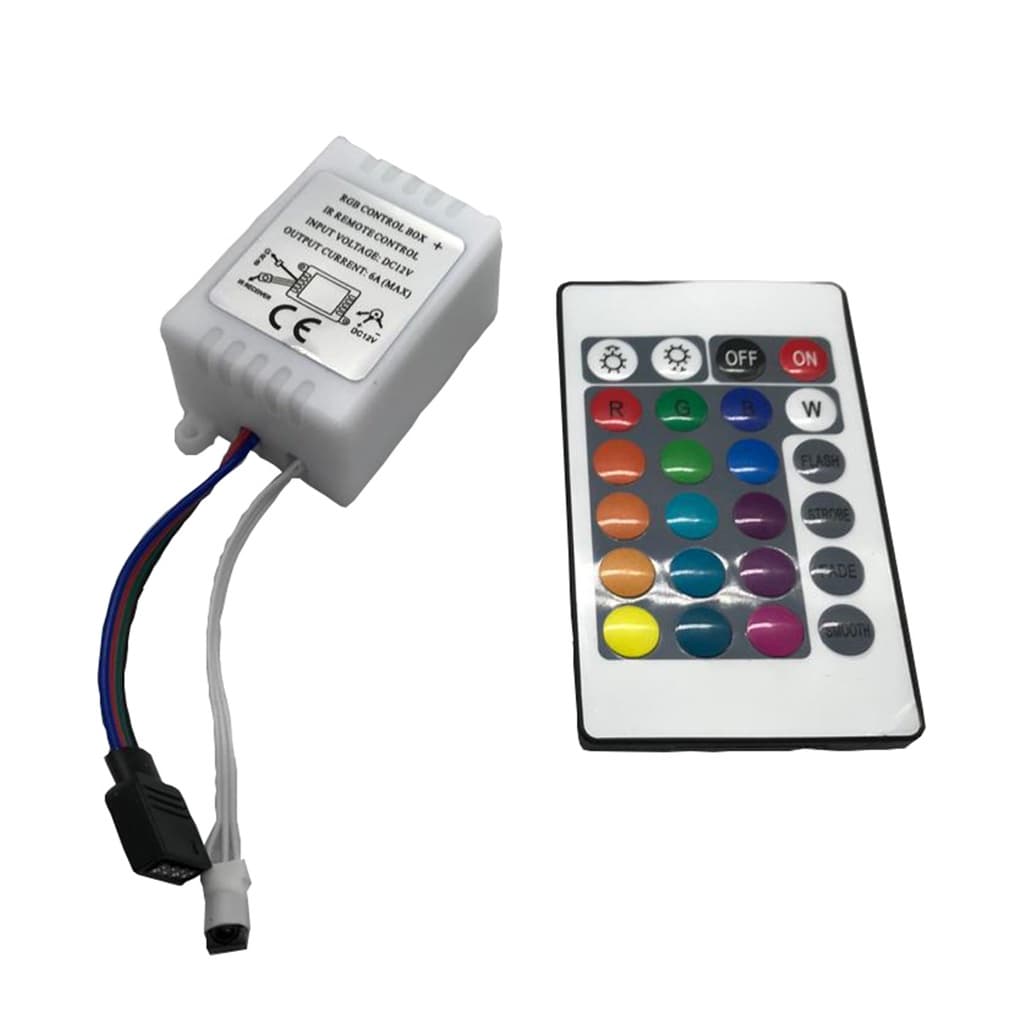 Controle Remoto Para Fita Led Colorida RGB Com Controladora 12/24V Fácil Instalação E Uso