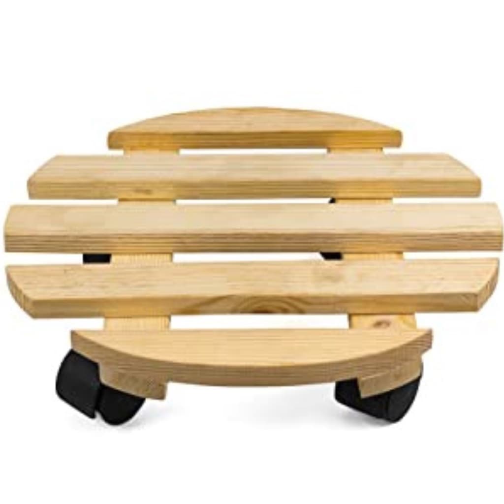 Base Suporte De Madeira Com Rodinhas Para Vaso De Plantas