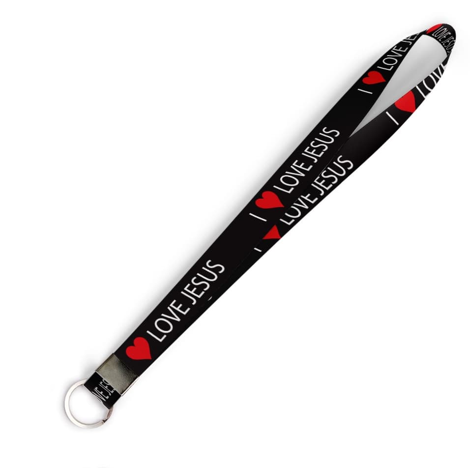 Cordão personalizado I Love Jesus para crachá ou chaveiro com Argola Italiana