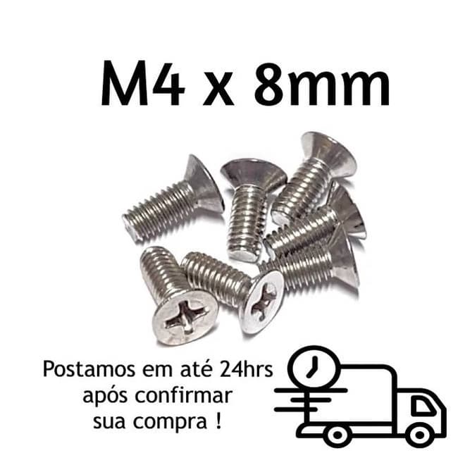 Parafuso Inox Cabeça Chata Phillips M4 X 8mm