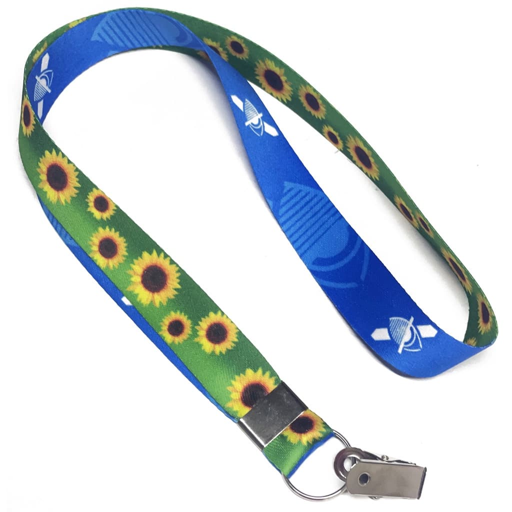 Cordão personalizado baixa visão e girassol para crachá ou chaveiro com Jacaré com Argola