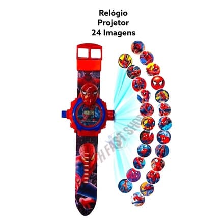 Relógio Infantil Homem Aranha Projetor De Imagens Brinquedo