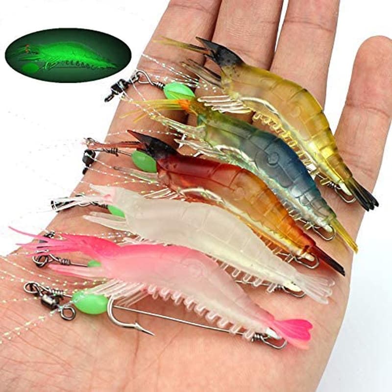 Isca Luminosa Camarão Giratório Anzol Artificial De Água Doce Equipamento De Pesca De Robalo Salgada