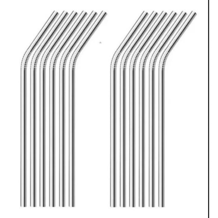 Kit 10 Canudos Aço Inox Metal Reutilizável Curvo 26cm Grande