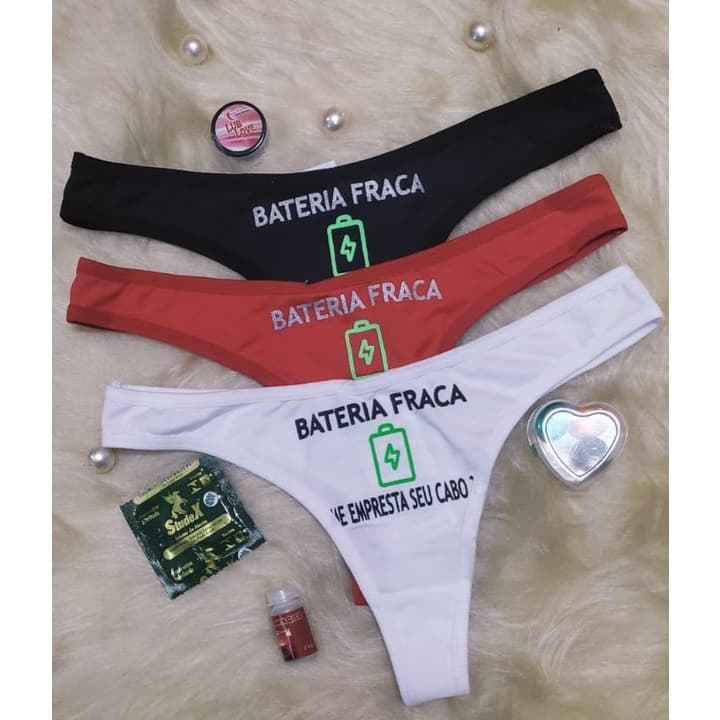 Calcinha tanga cavada Frase Personalizada Tamanho Único