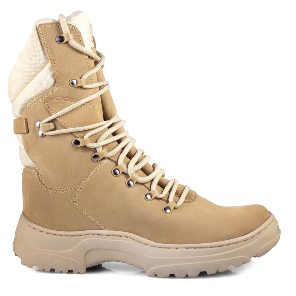 Bota Coturno Couro Masculina Adventure Cano Médio Militar Tática