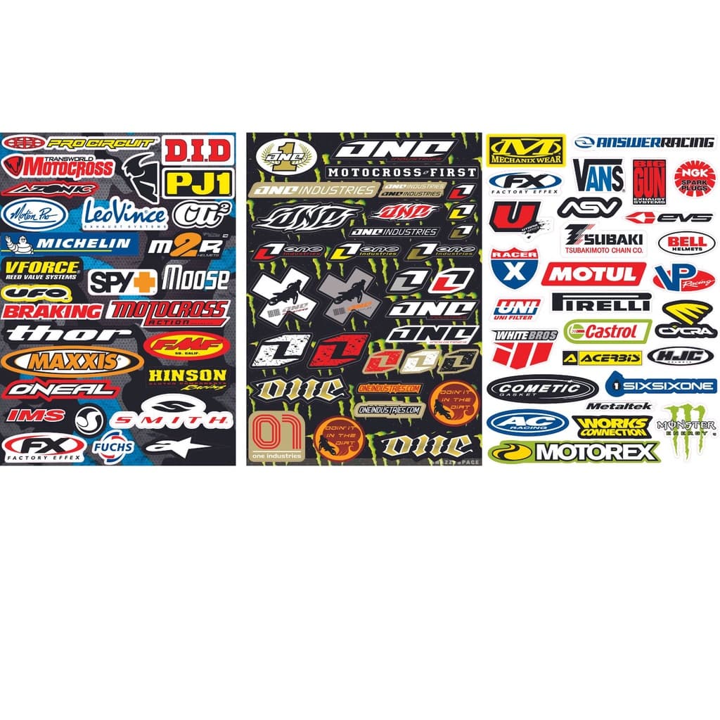 88 adesivos Patrocinios moto bike capacete kit c/ 3 cartelas