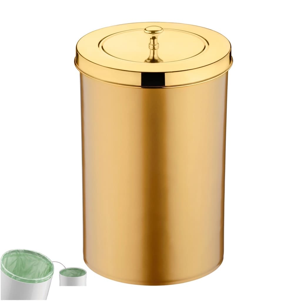 Lixeira 8 Litros Tampa Cesto De Lixo Dourado Para Cozinha Banheiro Escritório - 582DD Future
