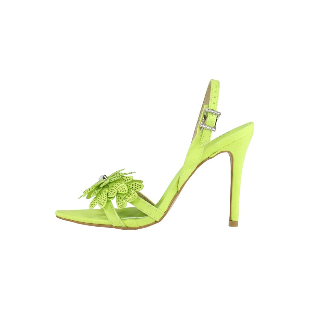 Sandália Salto Alto Flower Strass Lemon