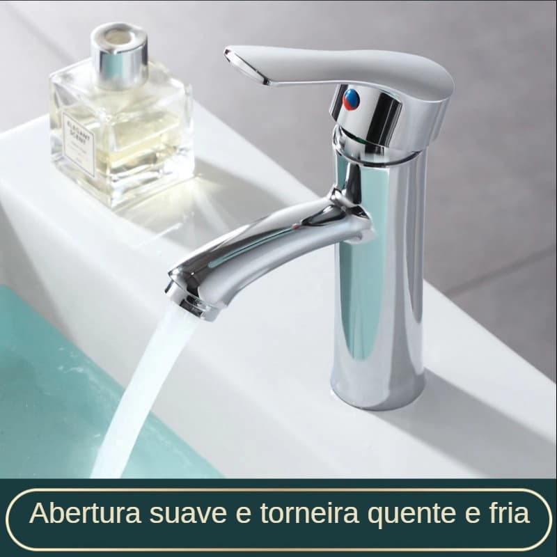 Torneira Para Banheiro Metal Lavabo Cuba Pia Misturador Água Quente E Fria
