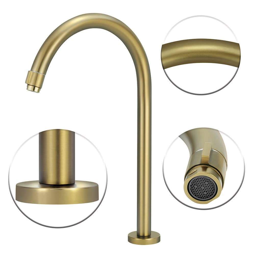 Torneira Banheiro Lavatorio Pratica Clean Dourada Gold Alta Metal Pia Acabamento Premium