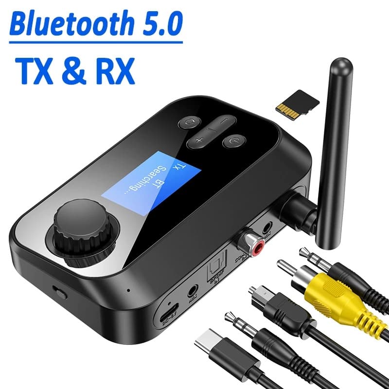 Transmissor Bluetooth 5.0 Receptor Estéreo AUX 3.5mm Jack RCA Óptico Coaxial Mãos Livres Adaptador De Áudio Sem Fio TV PC Caixa De Som Para Carro