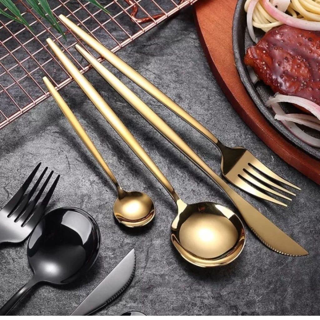 Jogo De Cozinha Talheres 24 Peças Slim Em Aço Inox