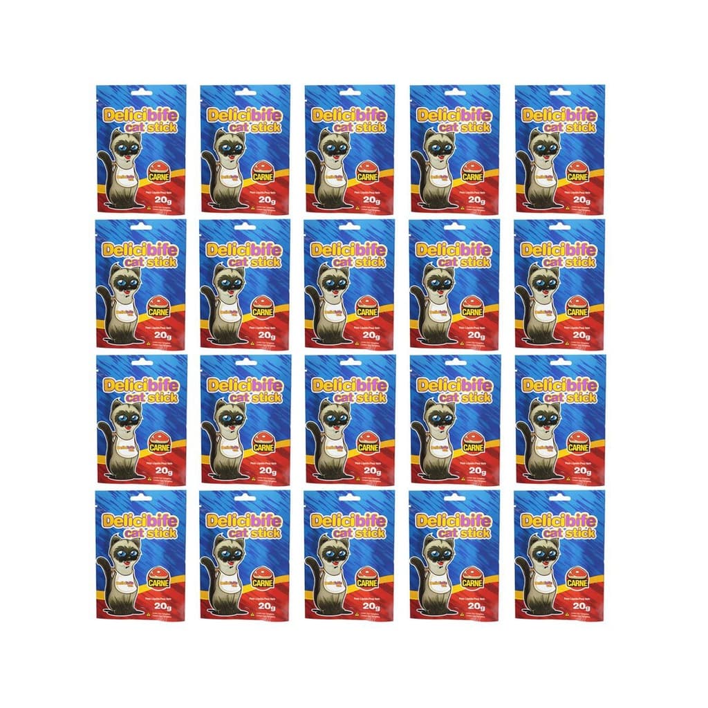 Petisco para gatos Delicibife Palitinho Carne Gatos Adultos e Filhotes caixa 20un