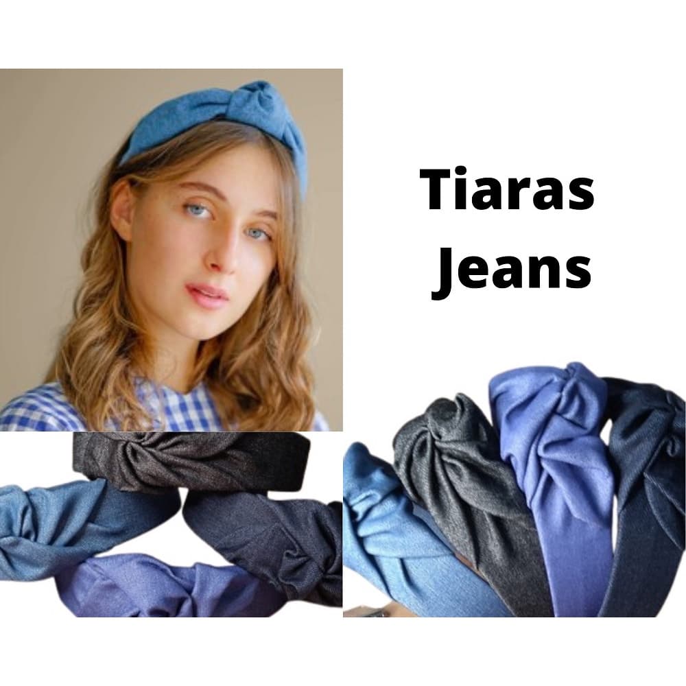 Turbante Tiara Nó Jeans Tecido Arco Novidade Primavera Verão Outono Inverno
