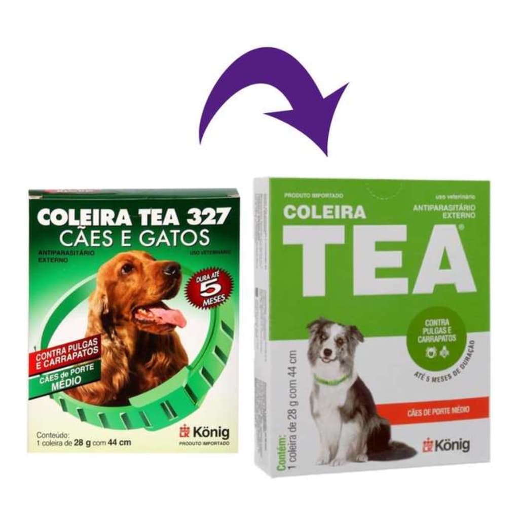 Coleira Antipulgas Tea 327 28g Para Cães Porte Médio 44cm