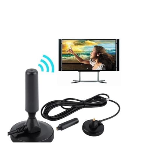 Antena Digital Amplificada Interna e Externa cabo com 3 metros base de Imã HDTV / UHF / VHF a prova d'água 3dBI
