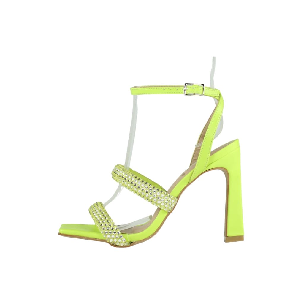 Sandália Salto Alto Week Shoes Meia Cana Strass Lemon (Forma Menor)