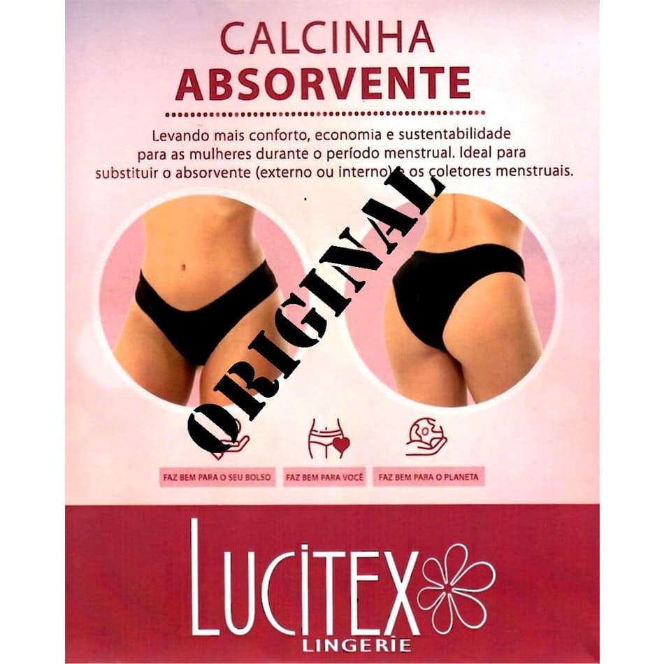 Calcinha Absorvente Menstrual Reutilizável Lucitex Fluxo Médio Menstruação Lavável